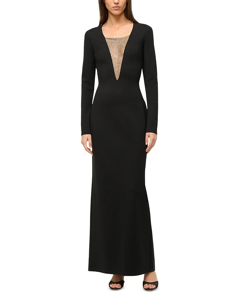 Staud Kris Mesh Plunge Neck Gown Cover