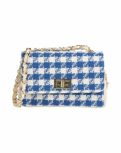 Marc Ellis Woman Cross-body bag Blue Textile fibers, Soft Leather Cover