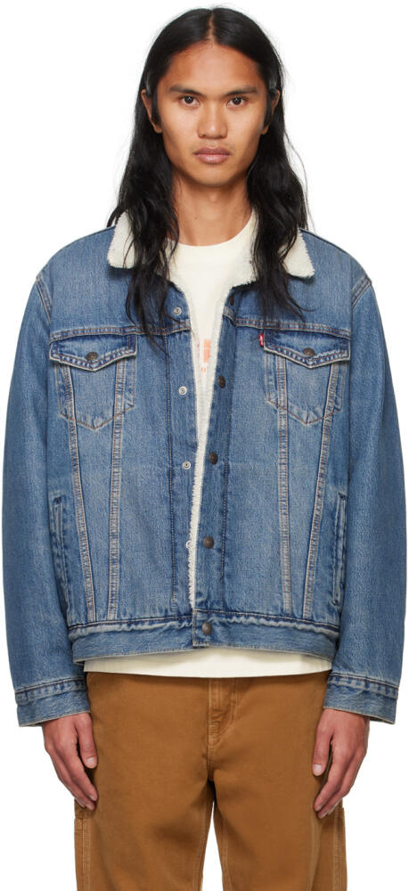 Levi's Blue Type III Sherpa Denim Trucker Jacket Cover