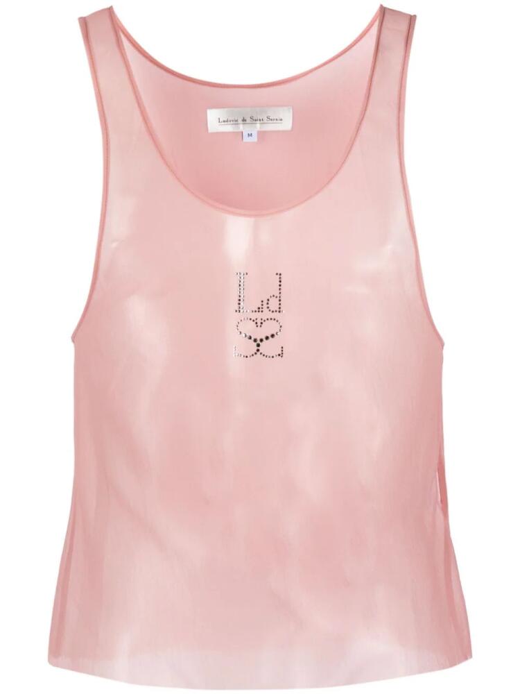 Ludovic de Saint Sernin rhinestone-embellished sheer tank top - Pink Cover