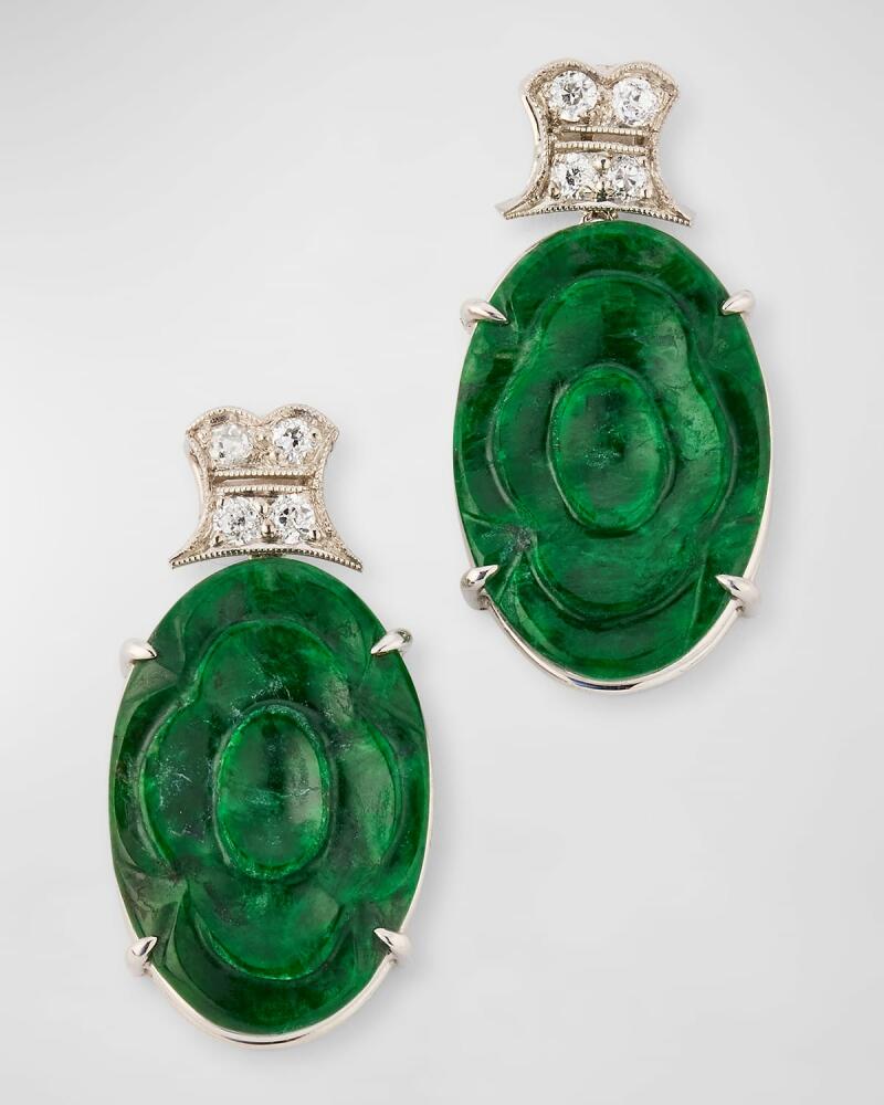 NM Estate Estate Platinum Carved Jadeite Earrings Cover