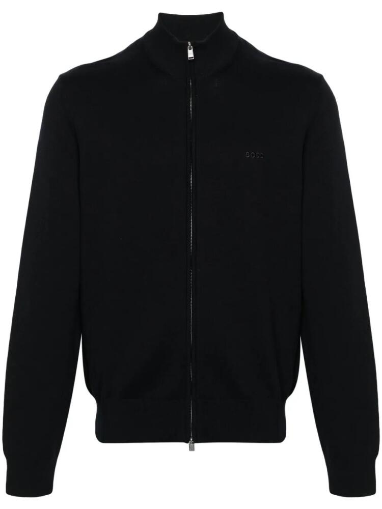 BOSS high-neck cotton cardigan - Black Cover