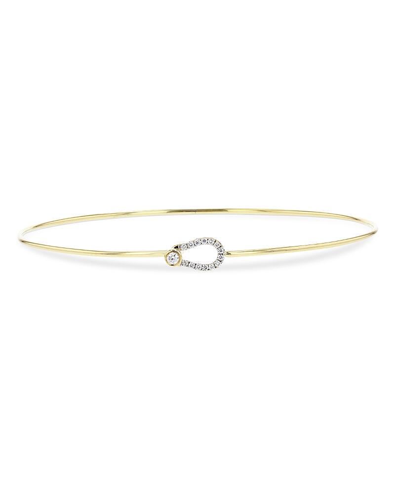 Phillips House 14K Yellow Gold & Rhodium Diamond Mini Affair Keyhole Bangle Bracelet Cover