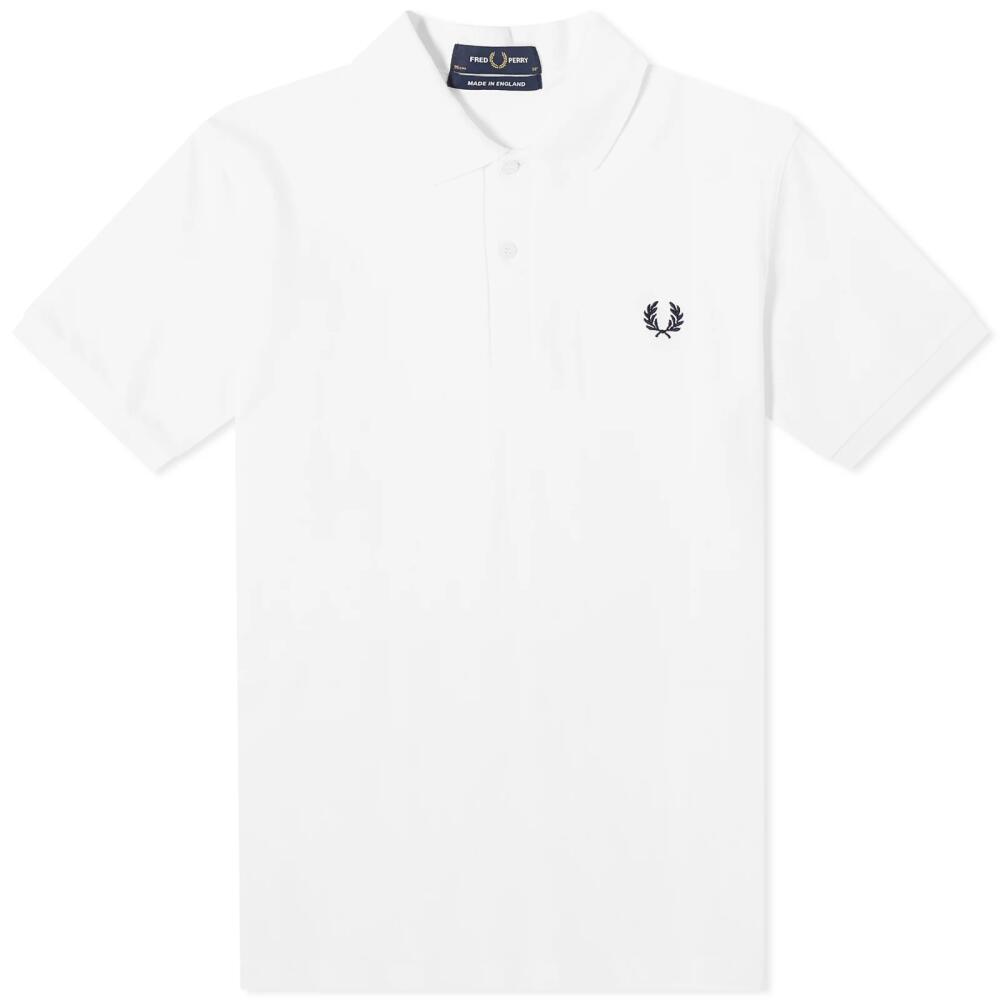 Fred Perry Men's Original Plain Polo Shirt in White/Black Cover