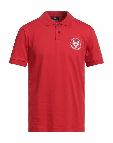 Plein Sport Man Polo shirt Red Cotton, Elastane Cover