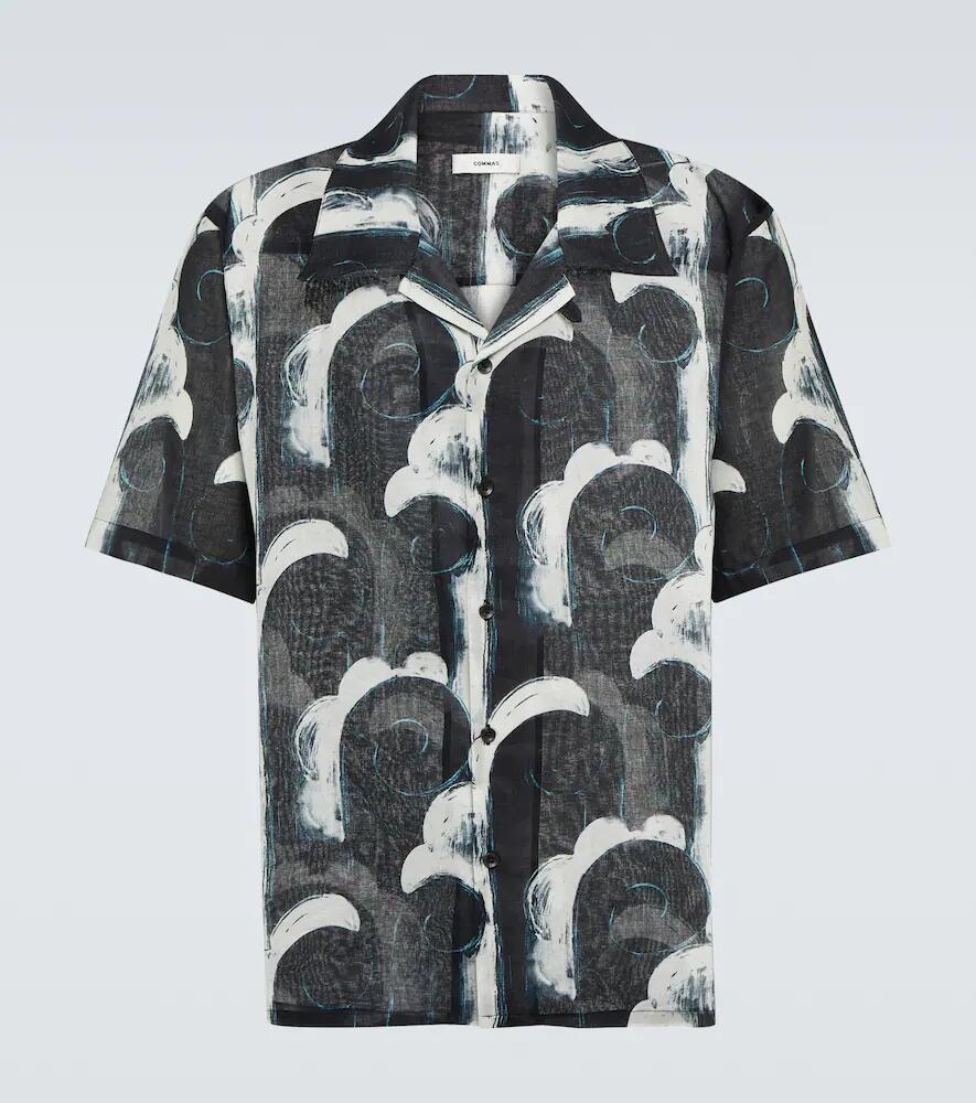 Commas Printed cotton voile bowling shirt Cover