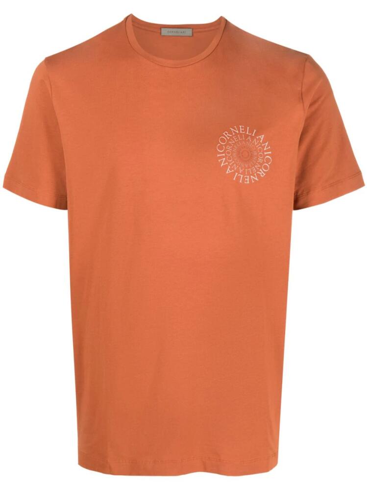 Corneliani logo-print stretch-cotton T-shirt - Orange Cover