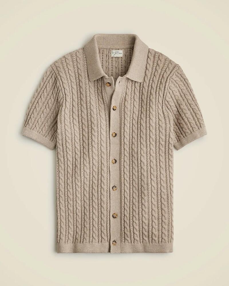 J.Crew Short-sleeve cotton cable-knit polo cardigan sweater Cover