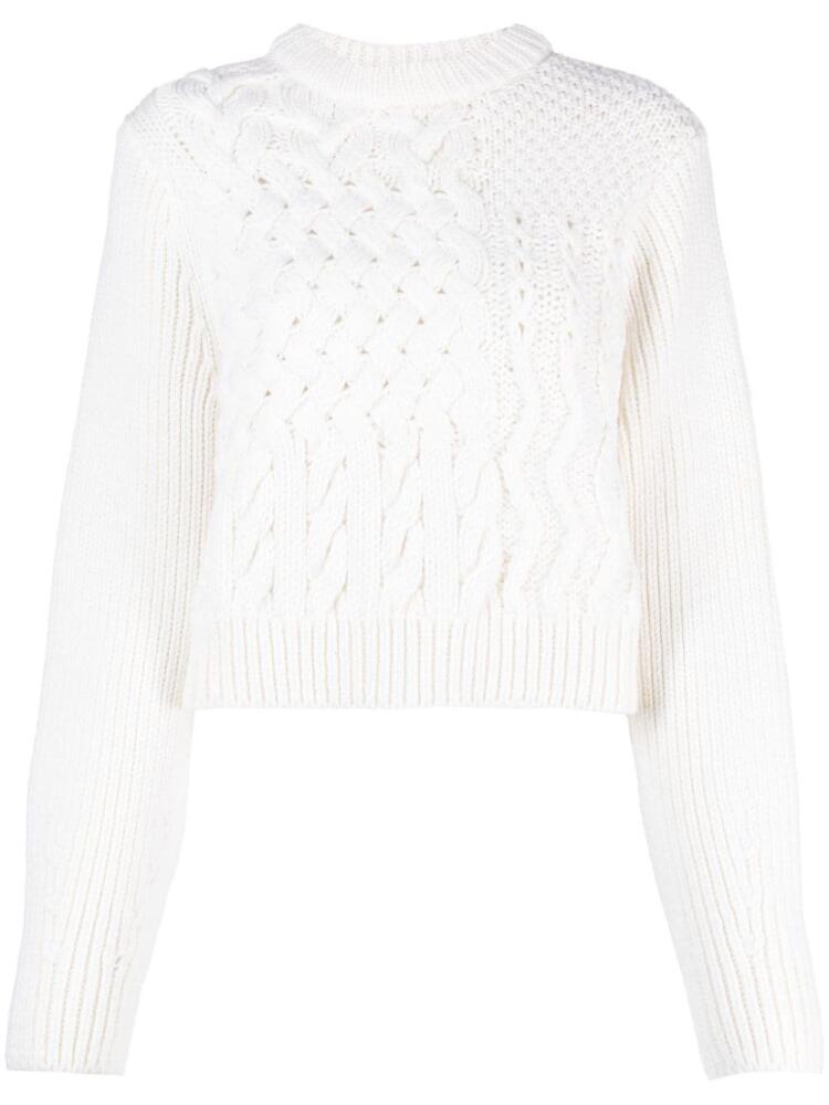 Cecilie Bahnsen cable-knit cropped wool jumper - White Cover