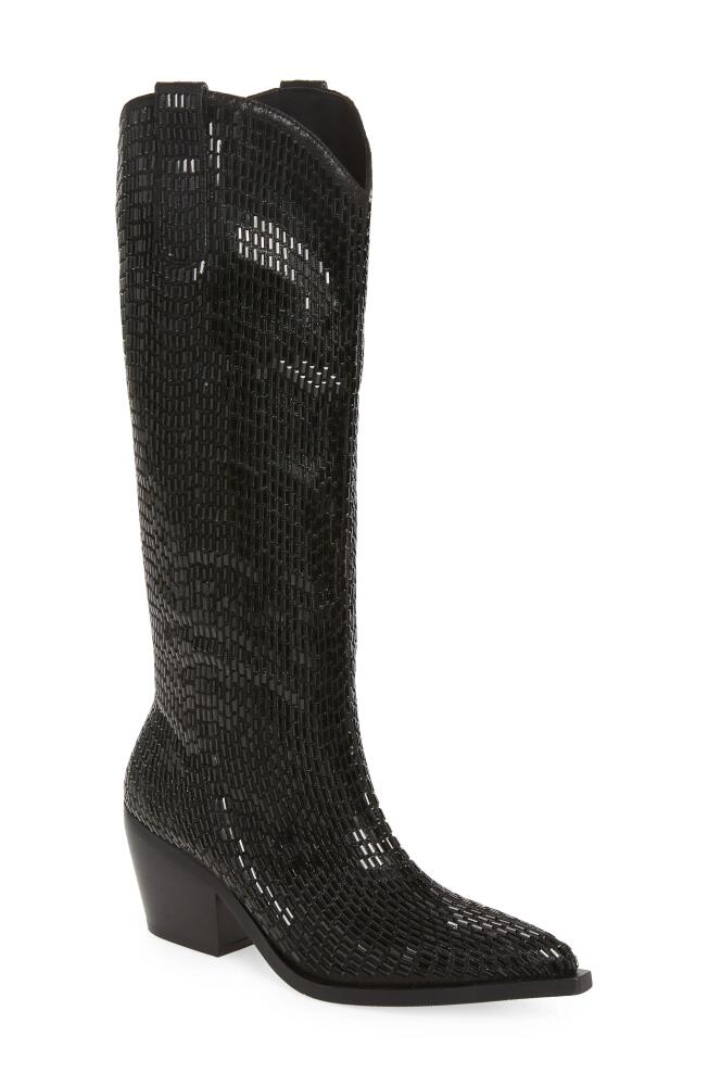 AZALEA WANG Driven Crystal Western Boot in Black Cover