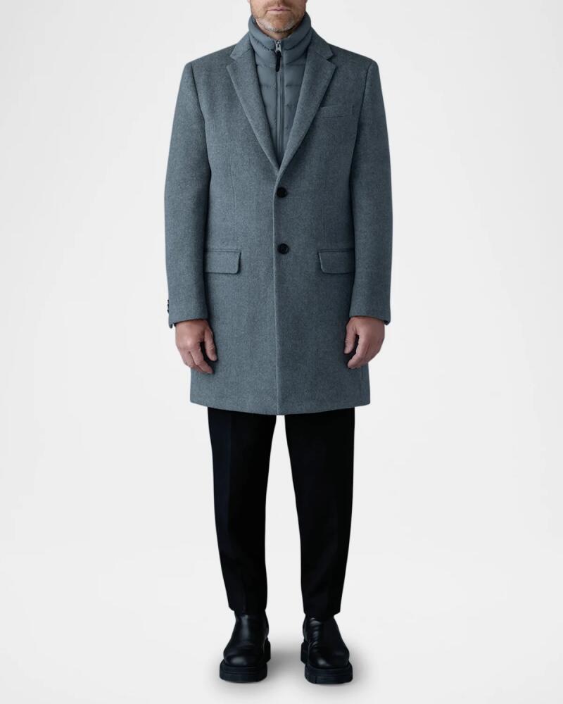 Mackage Men's Wool Topcoat with Removable Down Bib Cover