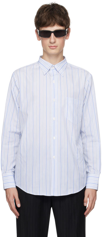 Ernest W. Baker Blue & White Striped Shirt Cover