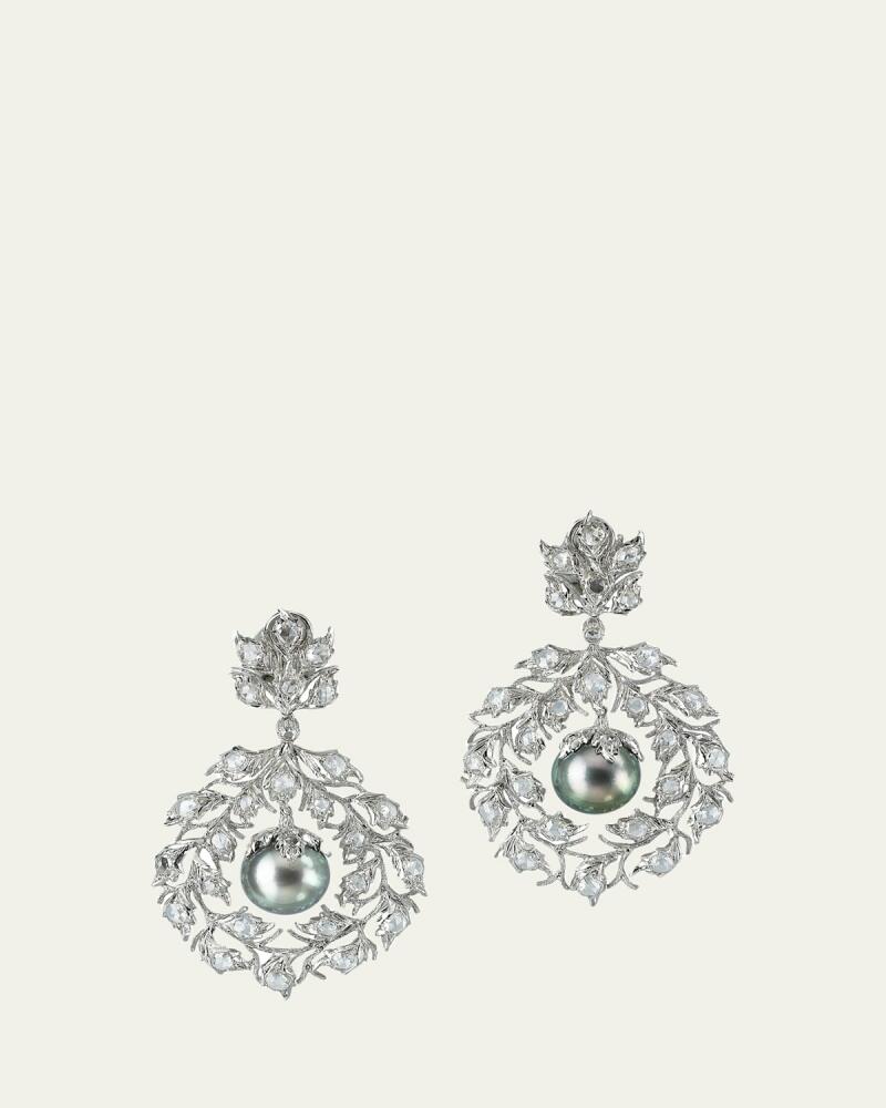 Buccellati One-of-a-Kind White Gold Pearl Diamond 8.10 TCW Convertible Cocktail Earrings W Chain Cover