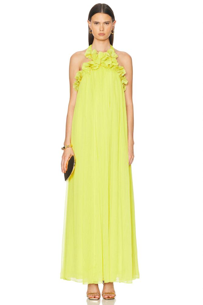 PatBO Hand-Embroidered 3D Flower Gown in Yellow Cover