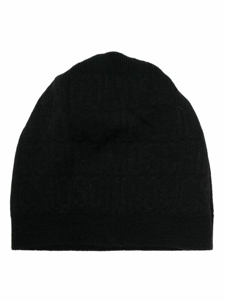 Moschino logo-print pattern knit beanie - Black Cover