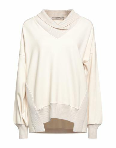 D. exterior Woman Sweater Ivory Merino Wool, Cotton, Viscose, Polyamide, Synthetic fibers Cover