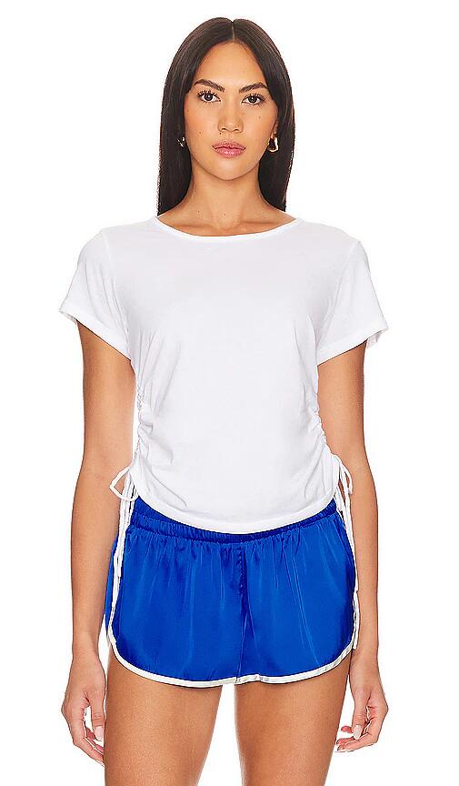 Bobi Ruched Tee in White Cover