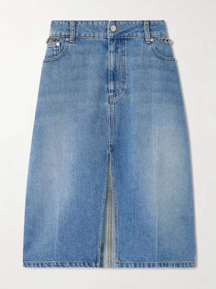 Stella McCartney - + Net Sustain Chain-embellished Denim Midi Skirt - Blue Cover