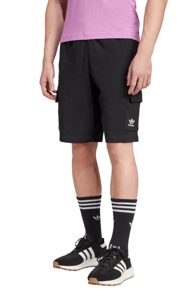 adidas Originals Trefoil Essentials Cotton Cargo Shorts in Black Cover