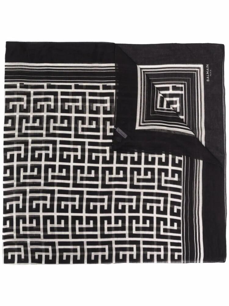 Balmain monogram pattern scarf - Black Cover