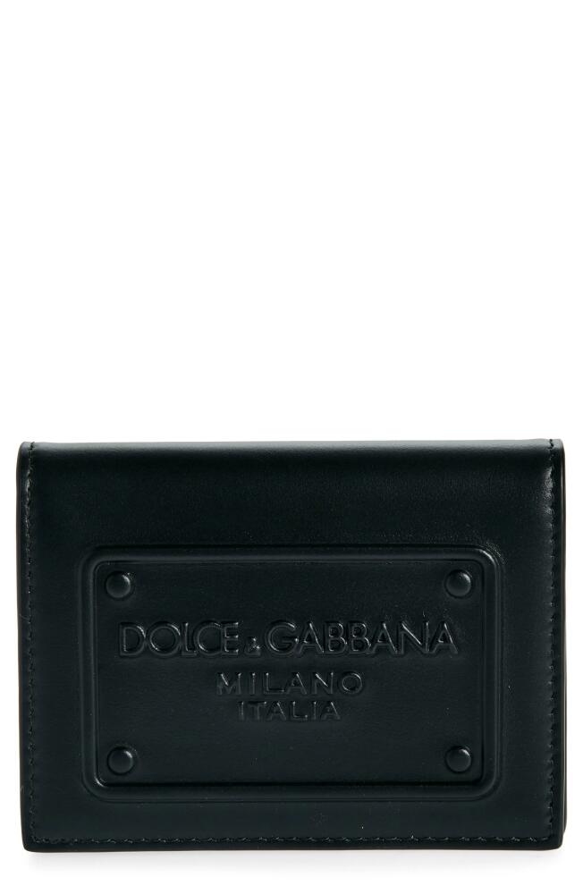 Dolce & Gabbana Logo Plaque Leather Card Holder in Nero Cover