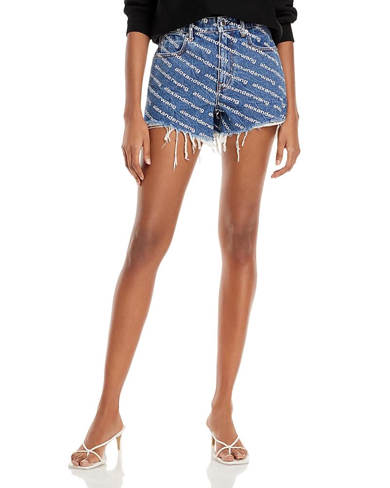 alexanderwang. t Bite Logo Cutoff Jean Shorts in Deep Blue Cover