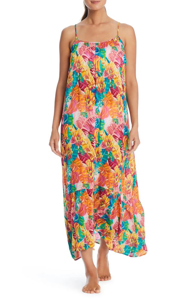 Rod Beattie Tropical Print Tiered Cover-Up Dress in Multi Cover