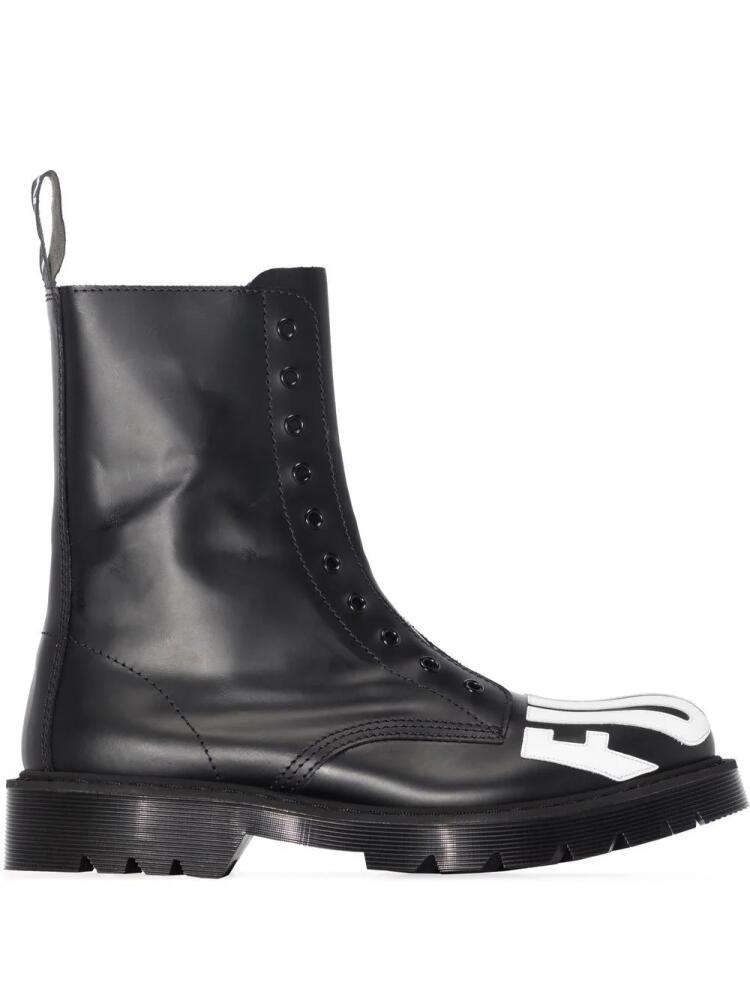 VTMNTS slogan-print army boots - Black Cover