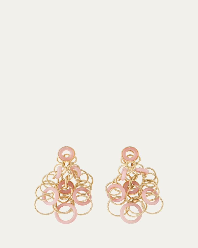 Buccellati Hawaii 18K Yellow Gold Pink Opal Earrings, 5cm Cover