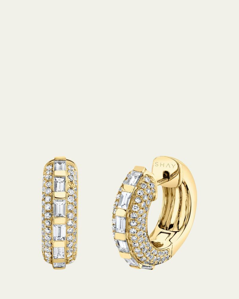 SHAY 18K Gold Mixed Diamond Huggie Earrings Cover