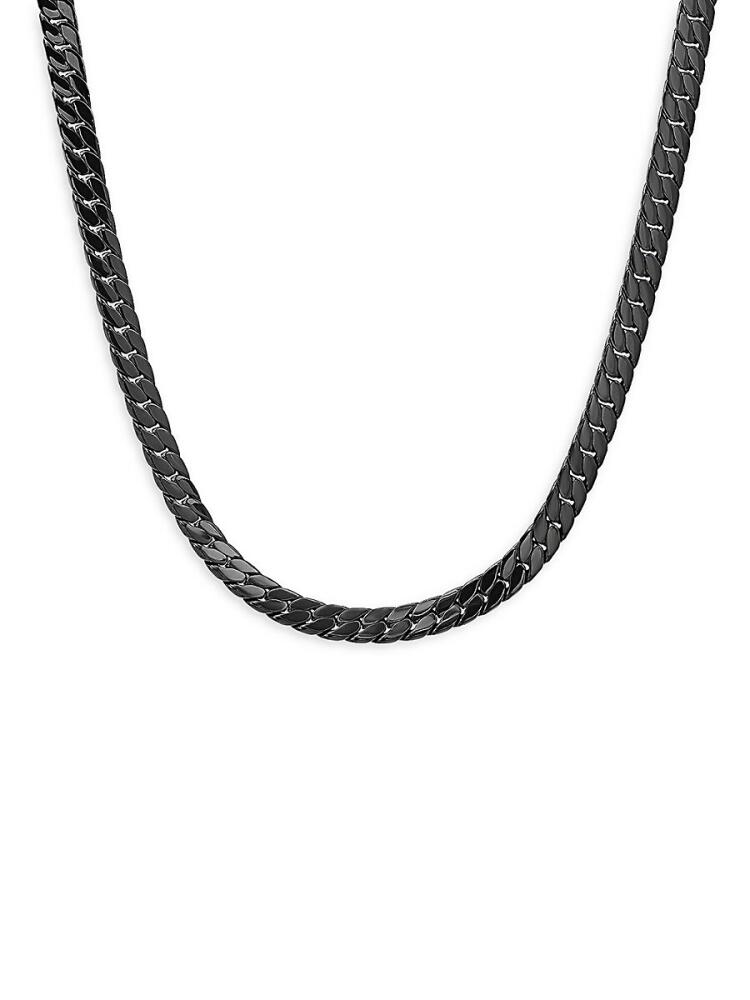 Anthony Jacobs Men's Black IP Stainless Steel Curb Chain Necklace Cover