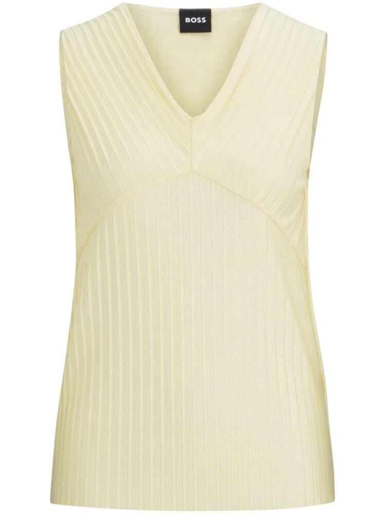 BOSS plissé V-neck top - Neutrals Cover