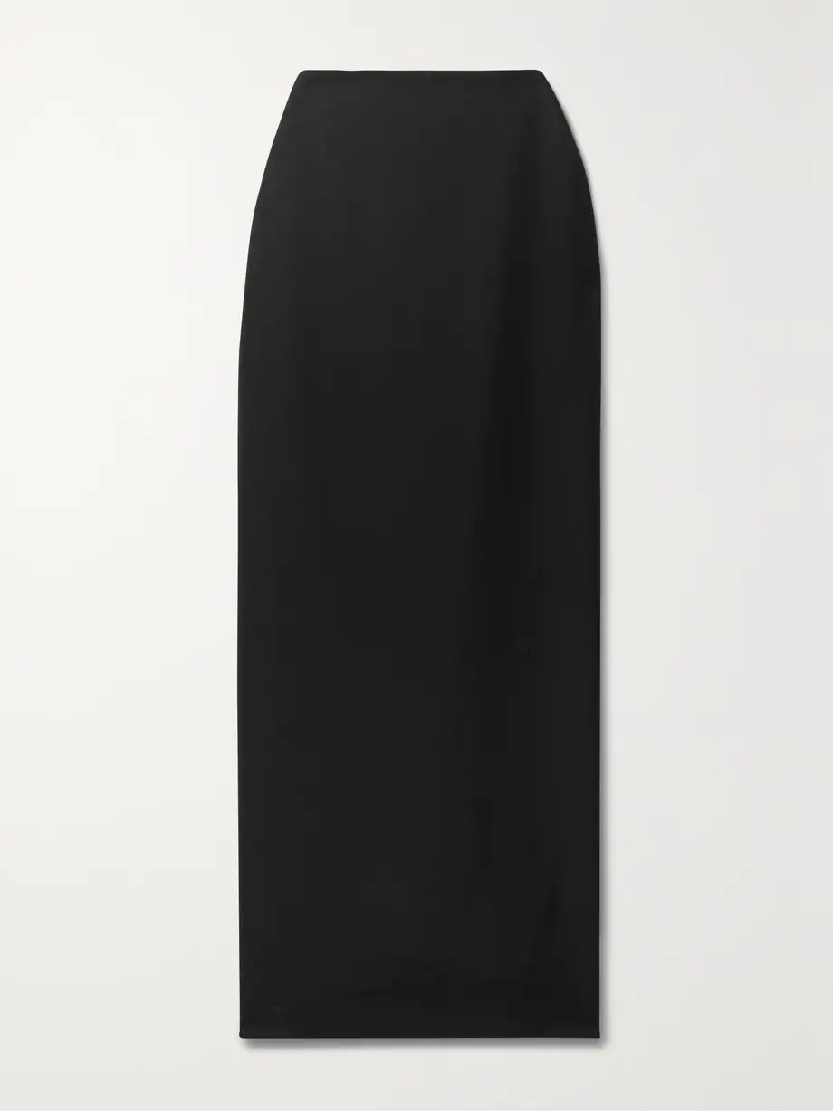 The Row - Bartelle Grain De Poudre Wool And Mohair-blend Maxi Skirt - Black Cover