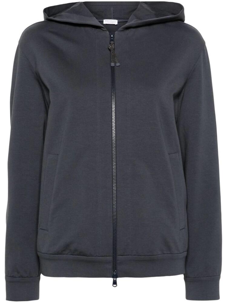 Brunello Cucinelli zip-up cotton hoodie - Blue Cover