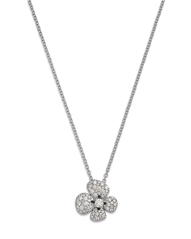 Miseno Jewelry 18K White Gold Ischia Diamond Pave Flower Pendant Necklace, 16 Cover