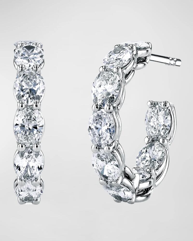 Neiman Marcus Diamonds North-South Oval-Cut Diamond Hoop Earrings, 3.6tcw Cover