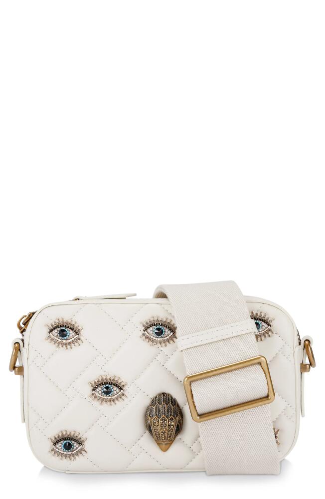 Kurt Geiger London Small Kensington Eye Quilted Leather Camera Bag in Open White Cover