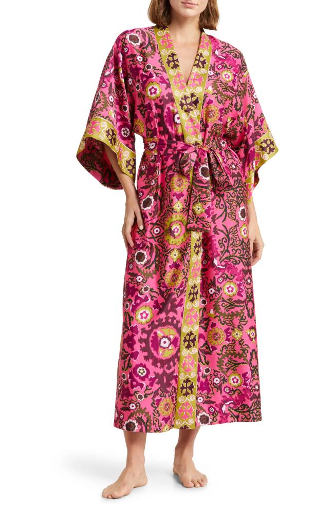 Natori Palazzo Charmeuse Robe in Fiesta Pink Combo Cover