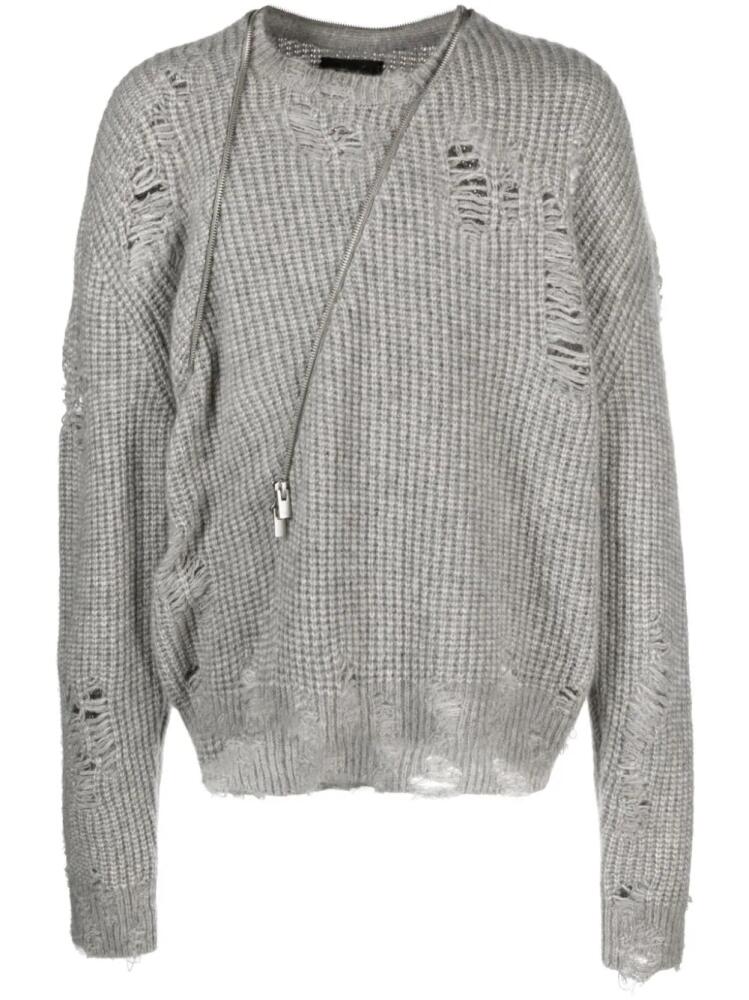 HELIOT EMIL decorative zip-detail distressed jumper - Grey Cover