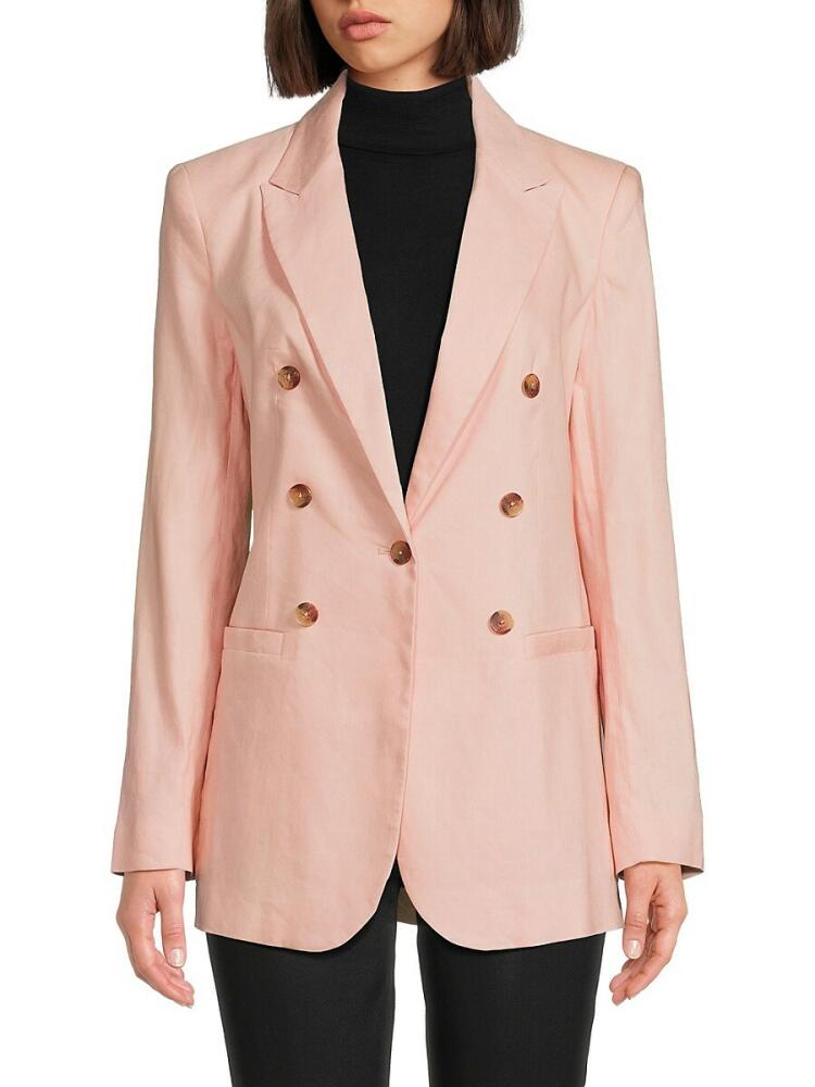 DKNY Women's Linen Blend Blazer - Pink Cover