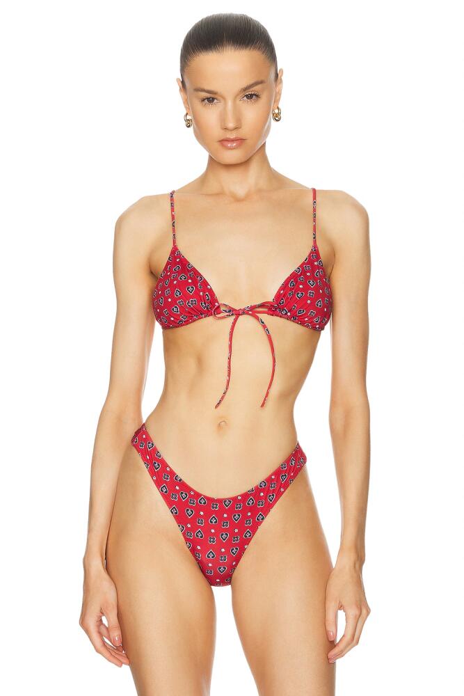 Heavy Manners Triangle Front Tie Bikini Top in Red Cover