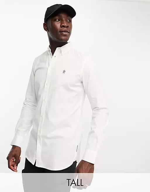 French Connection Tall long sleeve oxford shirt in white Cover