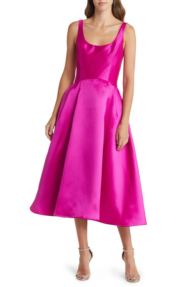 Amsale Mikado Sheath Midi Cocktail Dress in Fuchsia Cover