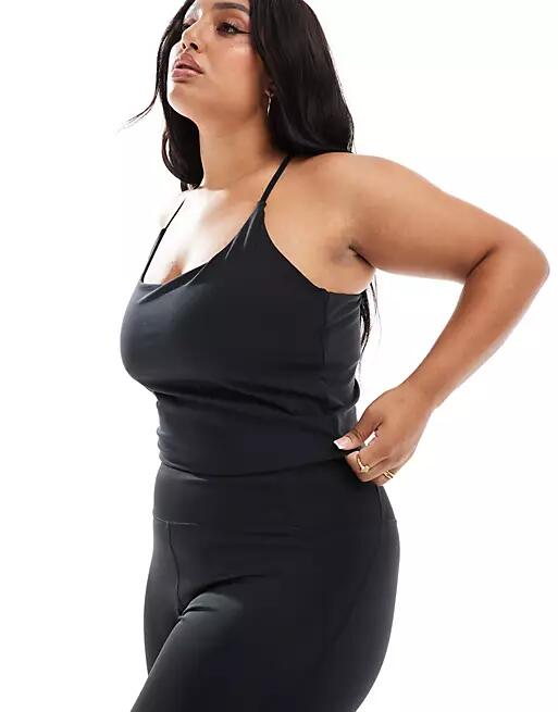 ASOS 4505 Curve Icon soft touch yoga cami tank top with inner bra in black Cover