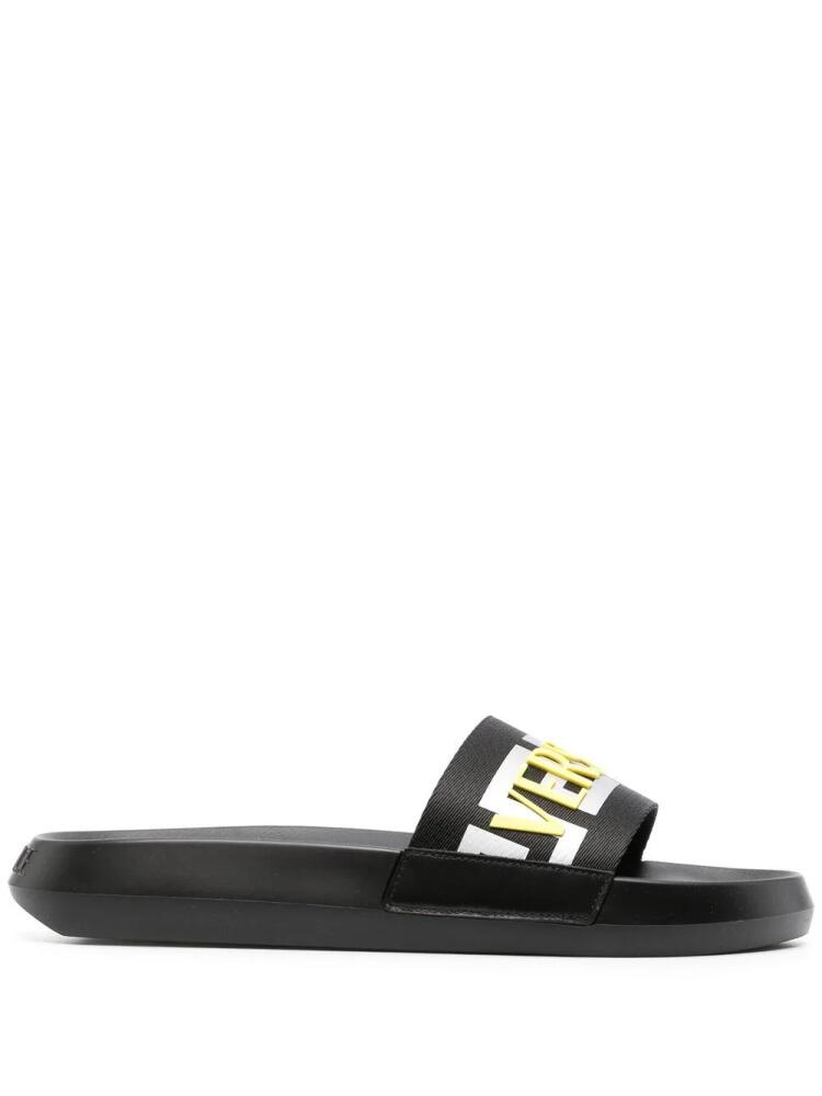 Versace La Greca raised-logo slides - Black Cover