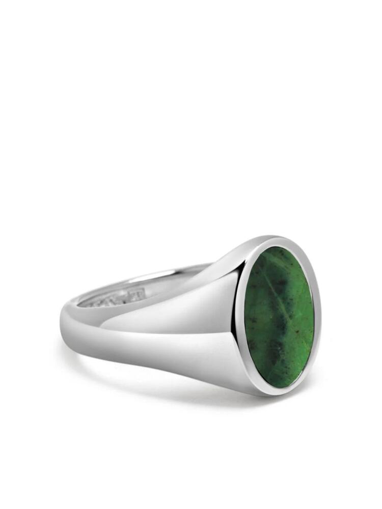 Nialaya Jewelry jade polished signet ring - Silver Cover