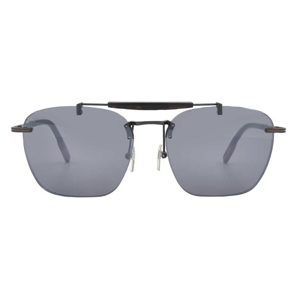 Ermenegildo Zegna Silver Smoke Mirror Navigator Mens Sunglasses Cover