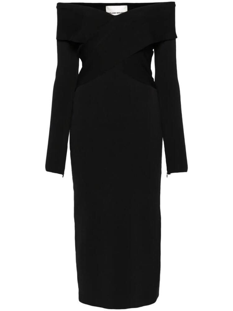 Roland Mouret criss-cross long-sleeve midi dress - Black Cover