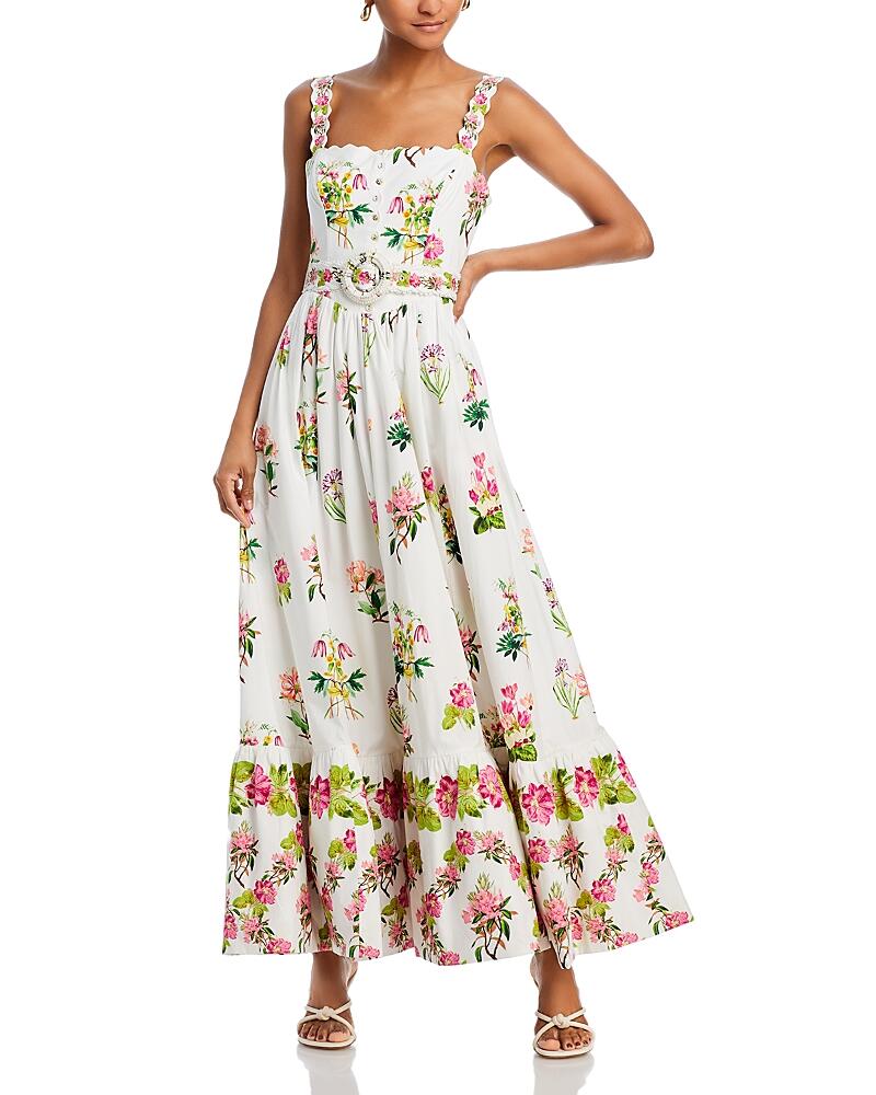 Hemant and Nandita Floral Scallop Trim Belted Maxi Dress Cover