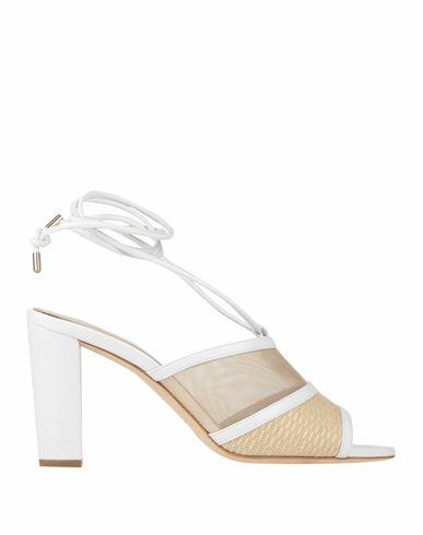 Mia Becar Woman Sandals White Leather, Textile fibers Cover